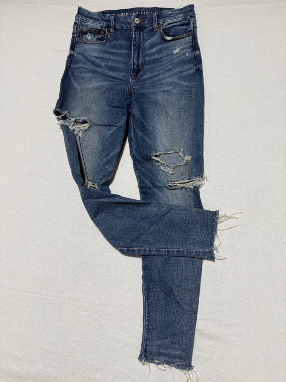 American Eagle Curvy Super Hi-Rise Jegging Super Stretch Destroyed Jeans 6 Short
